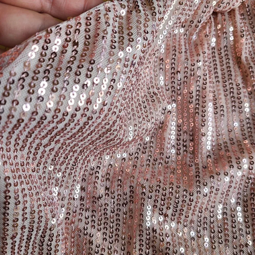 Grace Karin Peachy Pink Keyhole Halter Glitter Sequin Top - Picture 6 of 8